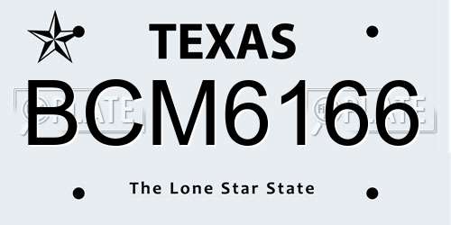 BCM6166 Texas License Plate
