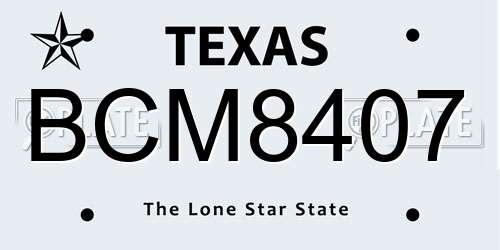 BCM8407 Texas License Plate