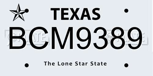 BCM9389 Texas License Plate