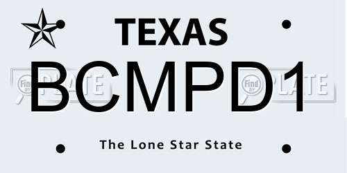 BCMPD1 Texas License Plate
