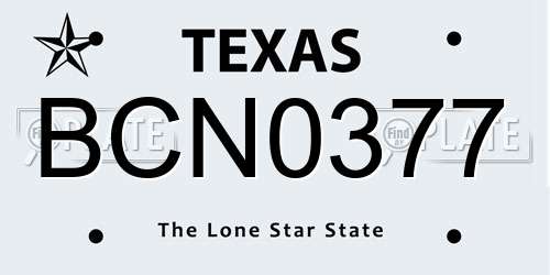 BCN0377 Texas License Plate