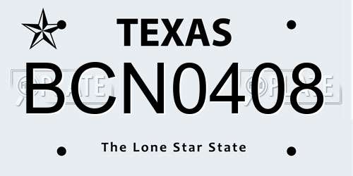 BCN0408 Texas License Plate