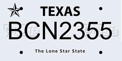 BCN2355 Texas License Plate