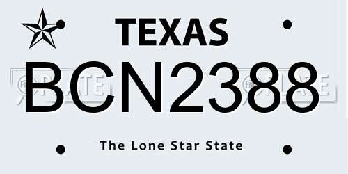 BCN2388 Texas License Plate