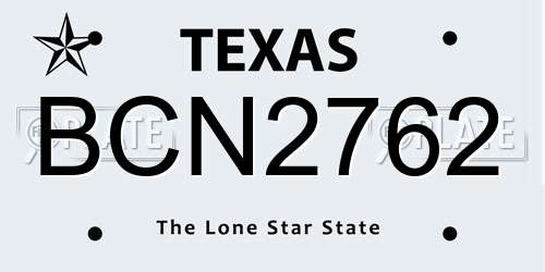 BCN2762 Texas License Plate