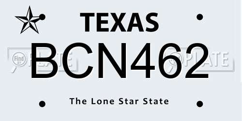 BCN462 Texas License Plate