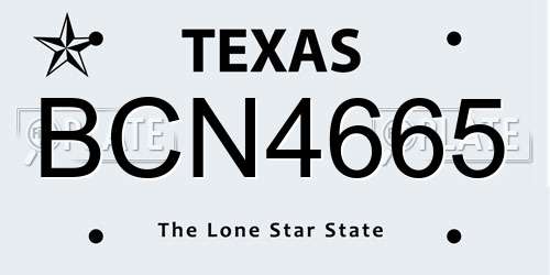BCN4665 Texas License Plate