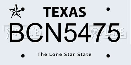 BCN5475 Texas License Plate