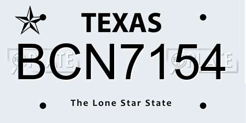 BCN7154 Texas License Plate