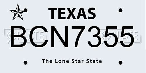 BCN7355 Texas License Plate