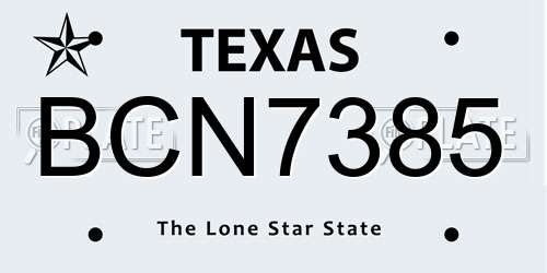 BCN7385 Texas License Plate
