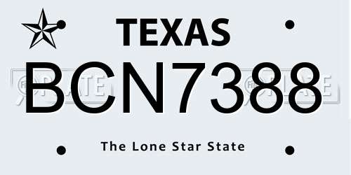 BCN7388 Texas License Plate