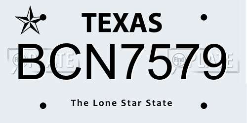 BCN7579 Texas License Plate