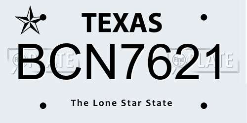 BCN7621 Texas License Plate