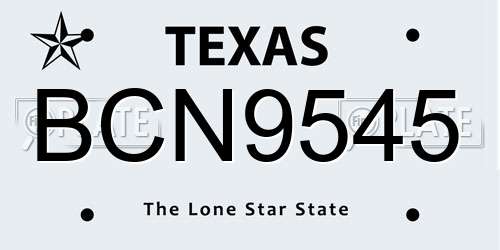 BCN9545 Texas License Plate
