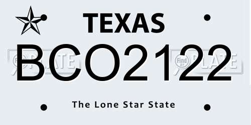 BCO2122 Texas License Plate
