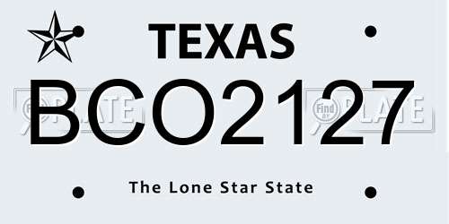 BCO2127 Texas License Plate