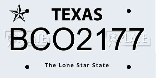 BCO2177 Texas License Plate