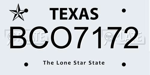 BCO7172 Texas License Plate