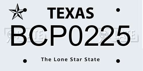 BCP0225 Texas License Plate