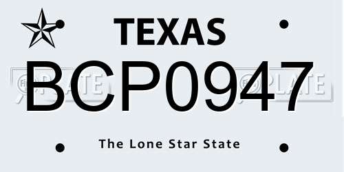BCP0947 Texas License Plate