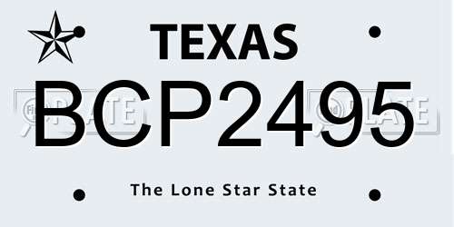 BCP2495 Texas License Plate