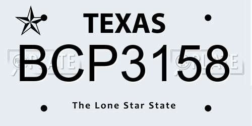 BCP3158 Texas License Plate