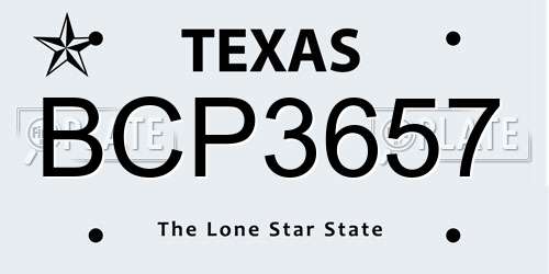 BCP3657 Texas License Plate