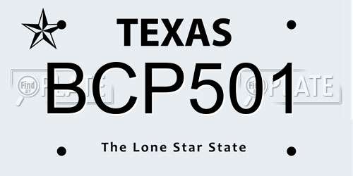 BCP501 Texas License Plate