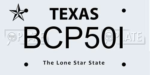 BCP50I Texas License Plate