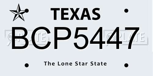 BCP5447 Texas License Plate