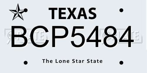 BCP5484 Texas License Plate