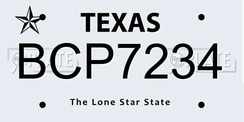 BCP7234 Texas License Plate