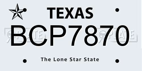 BCP7870 Texas License Plate