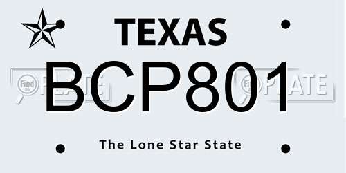 BCP801 Texas License Plate