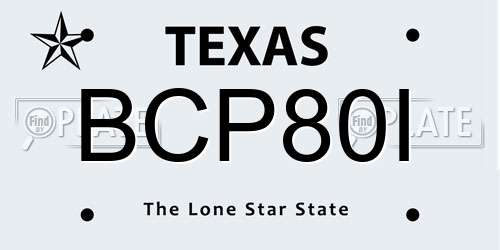 BCP80I Texas License Plate