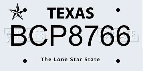 BCP8766 Texas License Plate