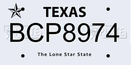 BCP8974 Texas License Plate