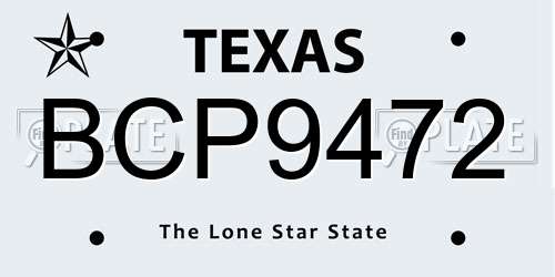 BCP9472 Texas License Plate