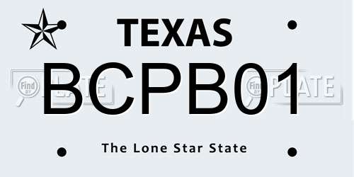 BCPB01 Texas License Plate