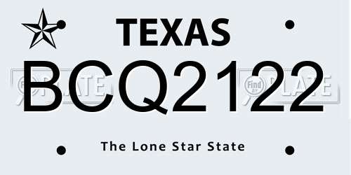 BCQ2122 Texas License Plate