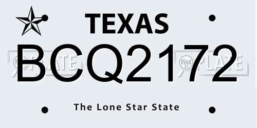 BCQ2172 Texas License Plate