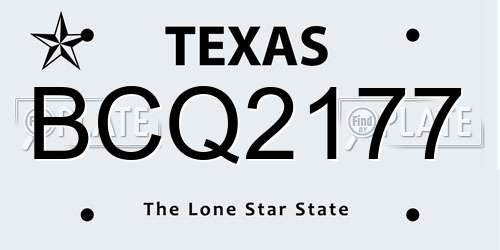 BCQ2177 Texas License Plate