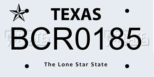 BCR0185 Texas License Plate