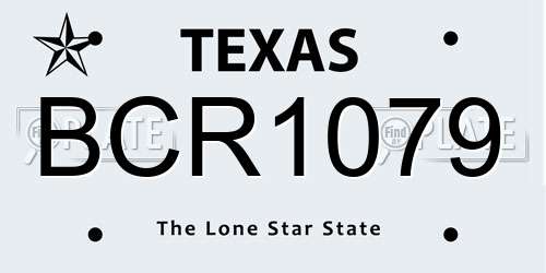 BCR1079 Texas License Plate