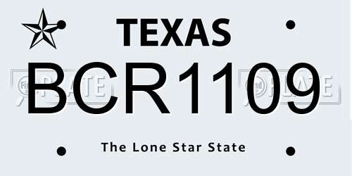BCR1109 Texas License Plate