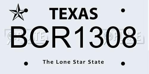 BCR1308 Texas License Plate