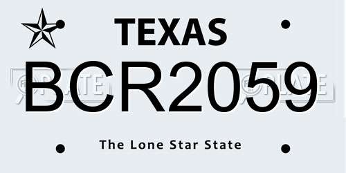 BCR2059 Texas License Plate