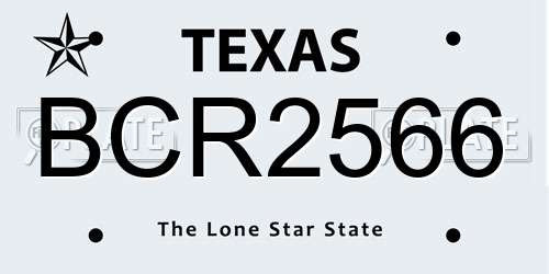 BCR2566 Texas License Plate