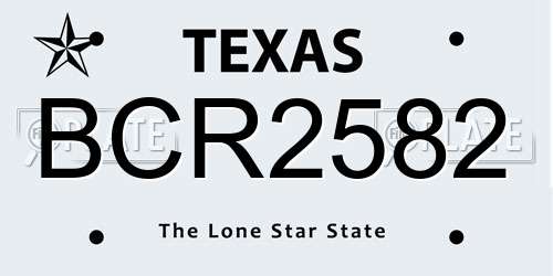BCR2582 Texas License Plate